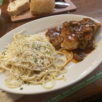 The Old Spaghetti Factory - Chicken Marsala with mushroom and Spaghetti with Mizithra Cheese & Browned Butter. - Italian Near Me - Riverside, California The Old Spaghetti Factory - Chicken Marsala with mushroom and Spaghetti with Mizithra Cheese & Browned Butter. - Italian Near Me - Riverside, California
