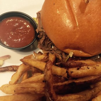 Brick Works - Brewing And Eats - Slow-Cooked Brisket sandwich BBQ on side - Breweries Near Me - Smyrna, Delaware