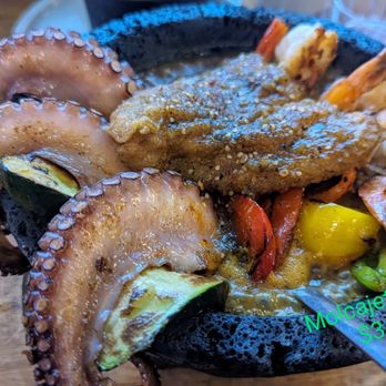 CRUDA Mariscos & Oyster Bar - $34.99 fiery salsa packs 3.5/5 heat. Octopus not so tender, snapper, red yellow bells & 3 pc zucchini+tortillas no rice or beans 3-2024 - Mexican Near Me - Tucson, Arizona CRUDA Mariscos & Oyster Bar - $34.99 fiery salsa packs 3.5/5 heat. Octopus not so tender, snapper, red yellow bells & 3 pc zucchini+tortillas no rice or beans 3-2024 - Mexican Near Me - Tucson, Arizona