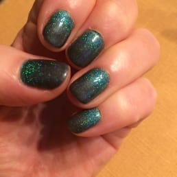Metallic Grey gel with blue and green micro glitter