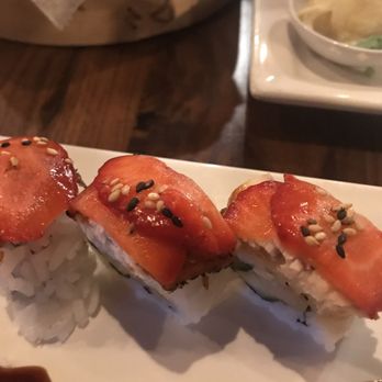 Fat Fish - The weekly special Luscious love. It's like the caterpillar roll but instead of thin slices of avocado on top they used strawberries. - Sushi Bars Near Me - Bountiful, Utah Fat Fish - The weekly special Luscious love. It's like the caterpillar roll but instead of thin slices of avocado on top they used strawberries. - Sushi Bars Near Me - Bountiful, Utah