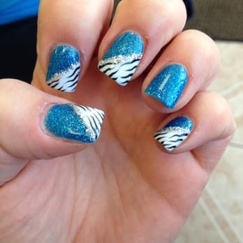 Yes Nails And Spa - Half zebra, half blue no chip gel nails - Nail Salons Near Me - West Chicago, Illinois