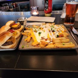 Loaded fries (I added the ranch...they're not loaded without ranch...just sayin), mini sliders, and yeungling...does life get better?! Loaded fries (I added the ranch...they're not loaded without ranch...just sayin), mini sliders, and yeungling...does life get better?!