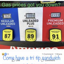 The Tip of Cardiff - Price of gas got you down?   Come have a tri tip sandwich and feel better!