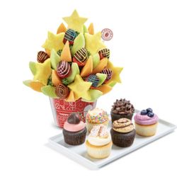 Edible Arrangements - Wish on a Birthday Star & Cupcake Gift Set 6 Cupcakes