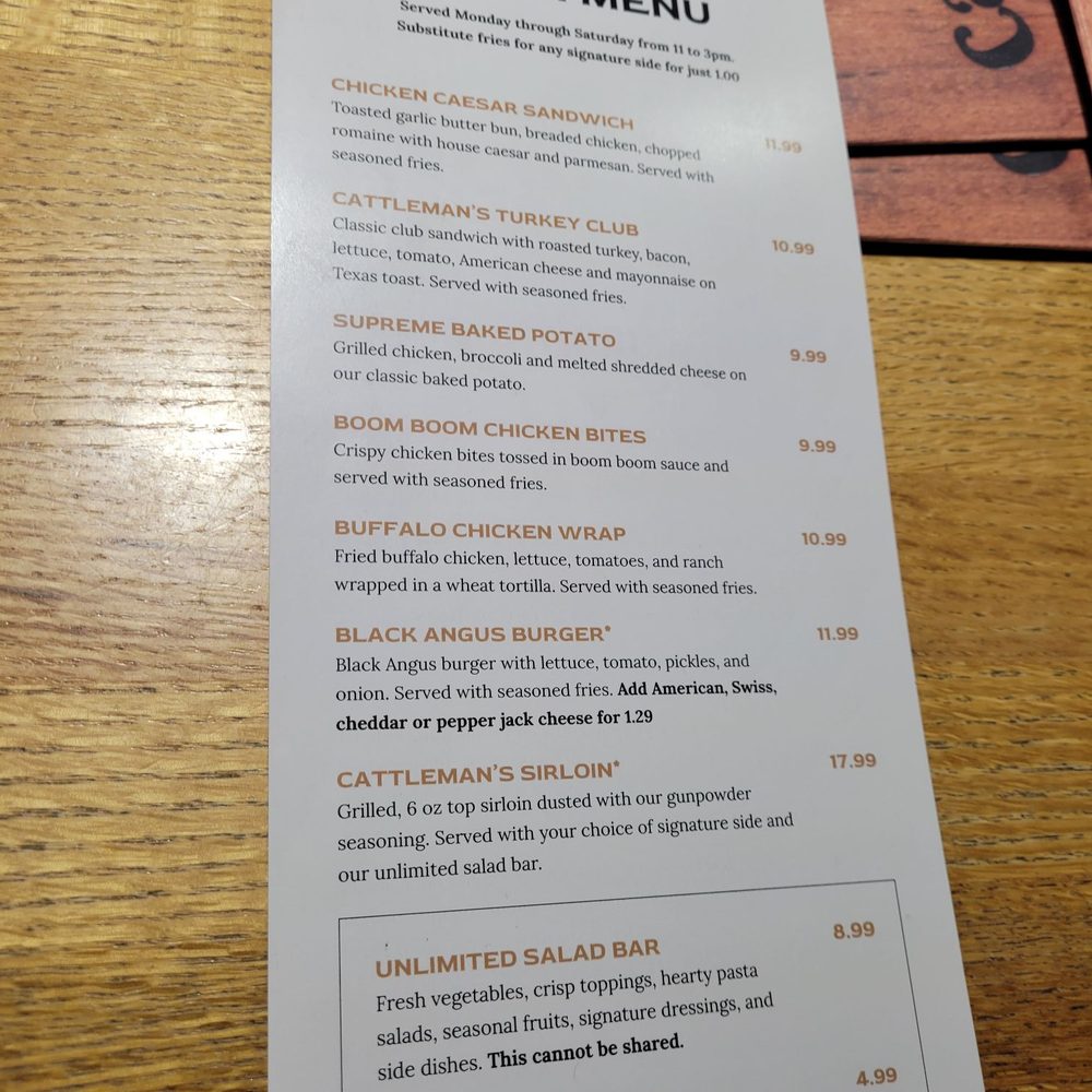 Cattleman's Roadhouse - Lunch menu - American Near Me - New Albany, Indiana