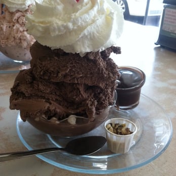 Superior Dairy - One scoop of rocky road ice cream hot fudge sundae - Ice Cream & Frozen Yogurt Near Me - Hanford, California