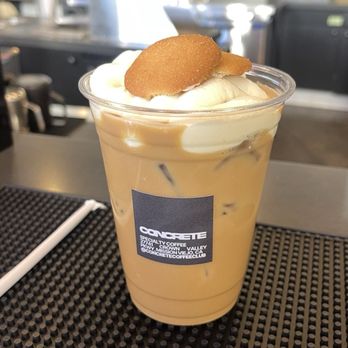 Concrete Coffee - Brown sugar latte with banana foam - Coffee & Tea Near Me - Mission Viejo, California Concrete Coffee - Brown sugar latte with banana foam - Coffee & Tea Near Me - Mission Viejo, California