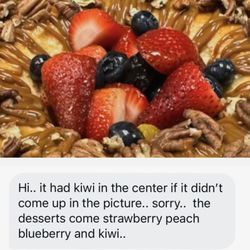 Dulce Cake & Pastries - This is what I ordered and all her pictures were of this NO KIWI!! it's somewhere inside she says "not pictured". Pathetic