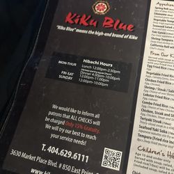 Kiku Japanese Steakhouse - Menú