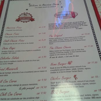 American Dream Diner - Menu as of September 2013 (month when diner was opened) - Diners Near Me - Geneva, GE