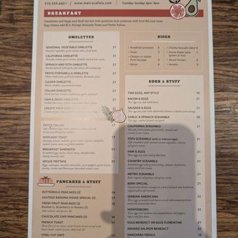 Metro Cafe - Menu - New American Near Me - Culver City, California