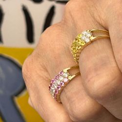 DIamonds N Colors - Pink and yellow sapphire diamond rings