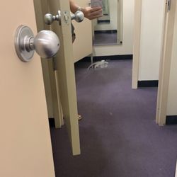 A mysterious something smeared on the mirror.
