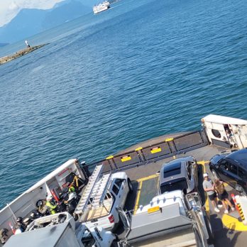 BC Ferries - Just before arriving, foot passengers starts gathering at the door. - Ferries Near Me - West Vancouver, British Columbia