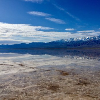 Badwater Basin - Mountains reflecting in the water in the basin - Landmarks & Historical Buildings Near Me - Death Valley, California