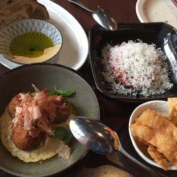 Kissa Tanto - Frittelle di melanzane (eggplant fritters) and carne cruda w/ gnocco frito - Japanese Near Me - Vancouver, British Columbia