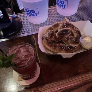 Photo of Carol's Pub - Chicago, IL, United States. Carol's Cooler With A Soft Pretzel