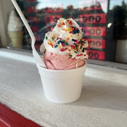 PRP's Ice Cream Corner - Kids size strawberry ice cream with whipped cream