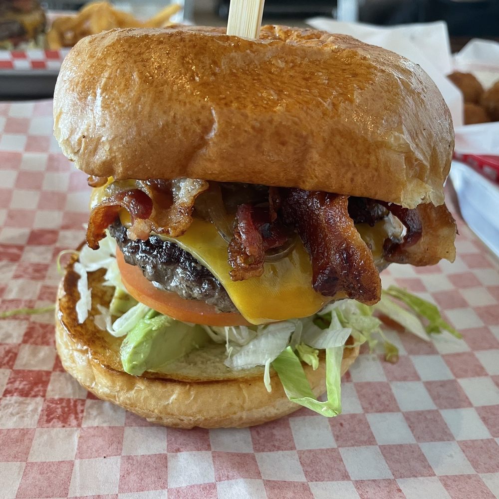 Burger 82 - Second shot of the bacon avocado burger. Real bacon! Yay! - Burgers Near Me - Allen, Texas Burger 82 - Second shot of the bacon avocado burger. Real bacon! Yay! - Burgers Near Me - Allen, Texas