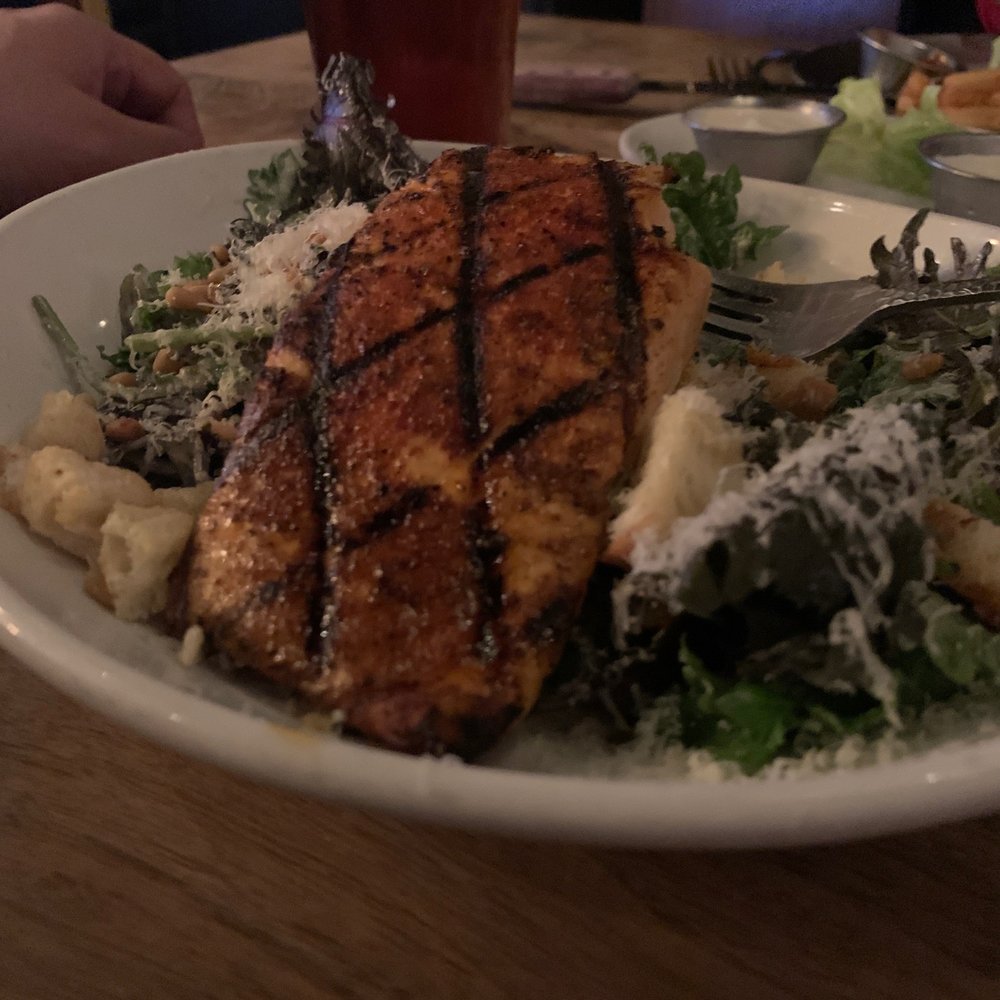 Blackened Salmon Kale Caesar Salad