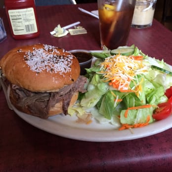 Wagner's Restaurant - Beef on Weck sandwich with salad - American Near Me - Lockport, New York