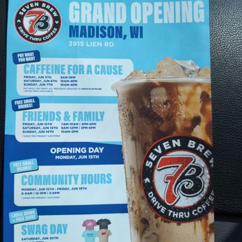7 Brew Coffee - Grand opening dates and times - Coffee & Tea Near Me - Madison, Wisconsin 7 Brew Coffee - Grand opening dates and times - Coffee & Tea Near Me - Madison, Wisconsin