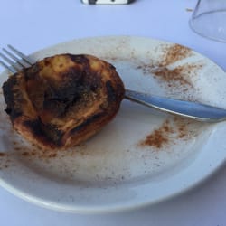 Chargrilled Portuguese egg tart for dessert