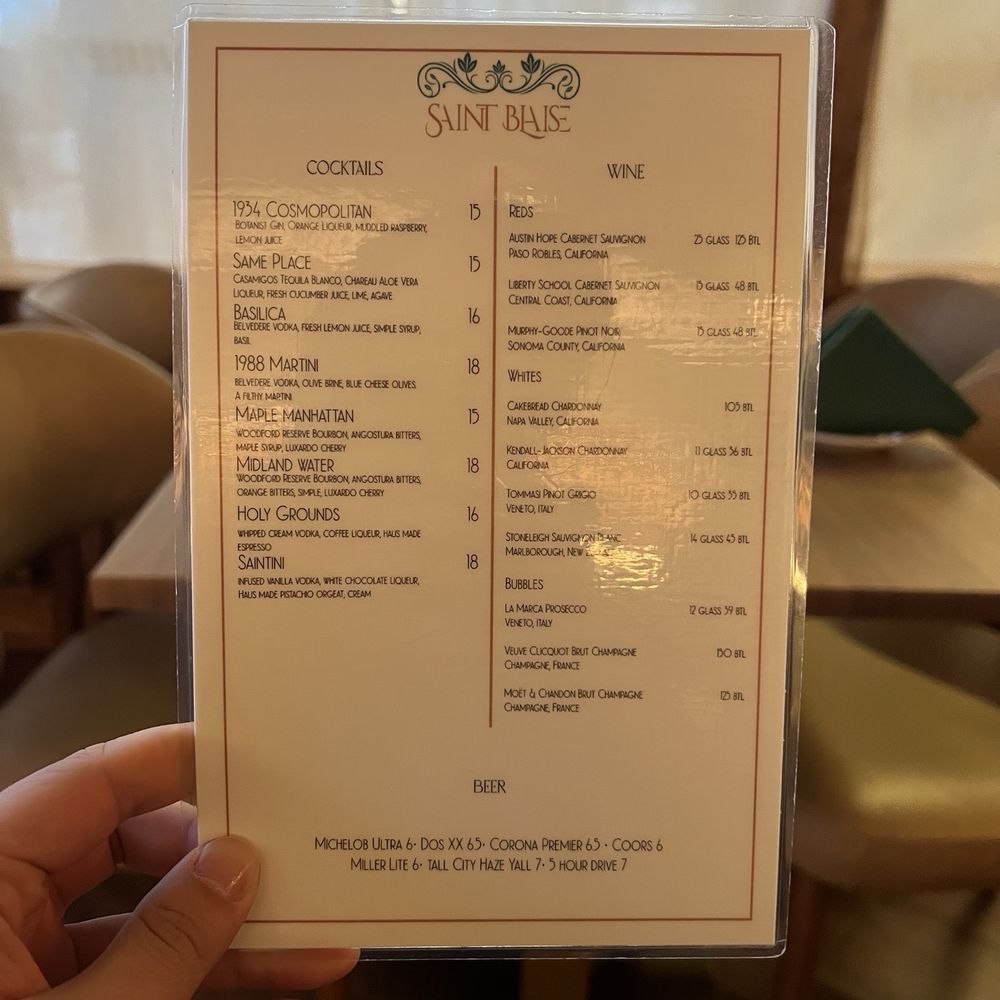 Saint Blaise - Drink Menu - American Near Me - Midland, Texas Saint Blaise - Drink Menu - American Near Me - Midland, Texas
