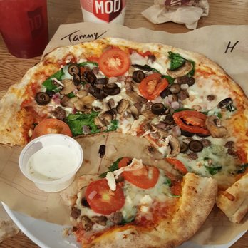 MOD Pizza - MOD veggie with beef, feta, spinach, gorgonzola oh my...so yummy! - Pizza Near Me - Burleson, Texas MOD Pizza - MOD veggie with beef, feta, spinach, gorgonzola oh my...so yummy! - Pizza Near Me - Burleson, Texas