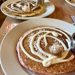 Cafe Audrey at the Fort - Red Velvet Pancake (near) and Cinnamon Roll Pancake