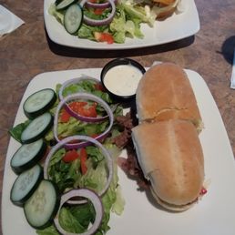 fish sandwich above and cheesesteak below fish sandwich above and cheesesteak below
