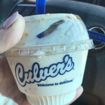 Culver's - This is their mini size concrete (butterfinger, reeses cups, and salted caramel) but really it's huge and it is at least 6-8oz. - Burgers Near Me - Kennesaw, Georgia Culver's - This is their mini size concrete (butterfinger, reeses cups, and salted caramel) but really it's huge and it is at least 6-8oz. - Burgers Near Me - Kennesaw, Georgia