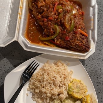 Reggae Hut - Creole Snapper Cabbage Plantains - Caribbean Near Me - Houston, Texas Reggae Hut - Creole Snapper Cabbage Plantains - Caribbean Near Me - Houston, Texas