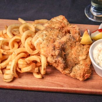 Harbor Table - fish and chips on a wooden board - Sandwiches Near Me - Washburn, Wisconsin