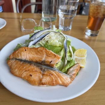 Vega - Ceasar Salad with grilled Salmon and white anchovies. - Italian Near Me - San Francisco, California Vega - Ceasar Salad with grilled Salmon and white anchovies. - Italian Near Me - San Francisco, California