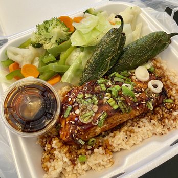 Bowl & Burger - Salmon plate w/brown rice - Burgers Near Me - Canoga Park, California Bowl & Burger - Salmon plate w/brown rice - Burgers Near Me - Canoga Park, California