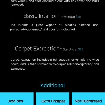 Diamond Detailing - Separate Service Prices - Auto Detailing Near Me