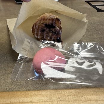 Big Kick Coffee - Blueberry scone and raspberry macaron - Coffee & Tea Near Me - Charleston, South Carolina