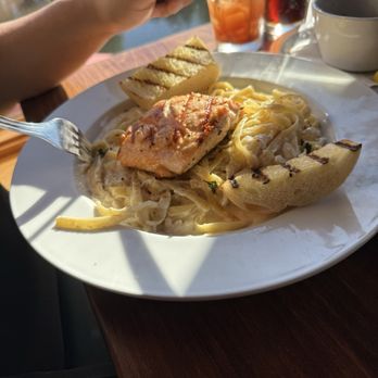 Taprock Northwest Grill - Fettuccine Alfredo grilled salmon - Breakfast & Brunch Near Me - Grants Pass, Oregon Taprock Northwest Grill - Fettuccine Alfredo grilled salmon - Breakfast & Brunch Near Me - Grants Pass, Oregon