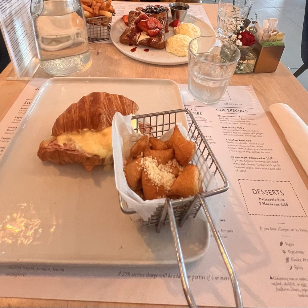 Cecile Bakery + Cafe - Eggs Benedict croissant and French toast - Bakeries Near Me - Miami, Florida