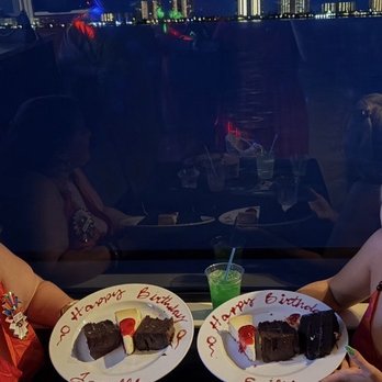 Yacht StarShip - Dessert with happy birthday message! Chocolate cake and strawberry cheesecake. - New American Near Me - Clearwater, Florida Yacht StarShip - Dessert with happy birthday message! Chocolate cake and strawberry cheesecake. - New American Near Me - Clearwater, Florida