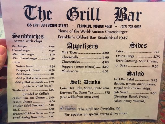 Menu photo 3 The Grill Bar Franklin, IN