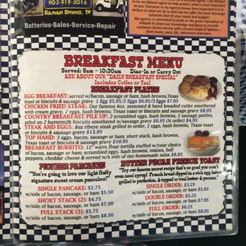 Pioneer Cafe - Breakfast Menu - Breakfast & Brunch Near Me - Sulphur Springs, Texas