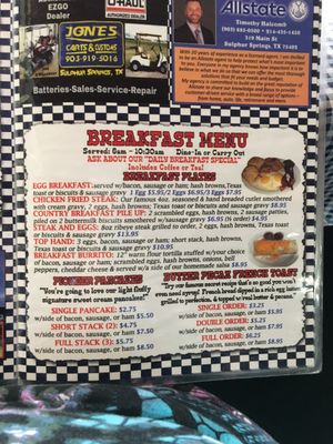 Menu photo 8 Pioneer Cafe Sulphur Springs, TX