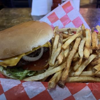 Koppe Bridge Bar & Grill - 1/2lb cheeseburger basket - New American Near Me - College Station, Texas Koppe Bridge Bar & Grill - 1/2lb cheeseburger basket - New American Near Me - College Station, Texas