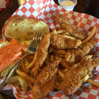 Cajun Corner - Chicken fingers lunch special (about $8) with fries, salad and garlic bread - Cajun/Creole Near Me - Pantego, Texas