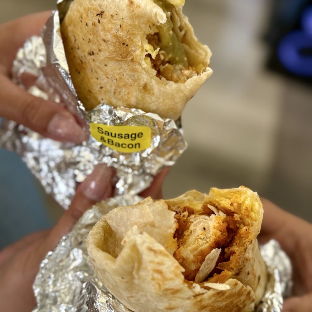 EggStra - Spicy Chicken & Sausage bacon burrito - Breakfast & Brunch Near Me - Buena Park, California EggStra - Spicy Chicken & Sausage bacon burrito - Breakfast & Brunch Near Me - Buena Park, California
