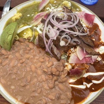 NIDO's BackYard - Chilaquiles with carne asada $26 - Mexican Near Me - Oakland, California NIDO's BackYard - Chilaquiles with carne asada $26 - Mexican Near Me - Oakland, California
