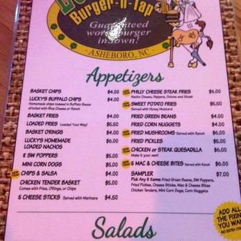 Lucky's Burger-N-Tap - ows the menu - Sports Bars Near Me - Asheboro, North Carolina Lucky's Burger-N-Tap - ows the menu - Sports Bars Near Me - Asheboro, North Carolina